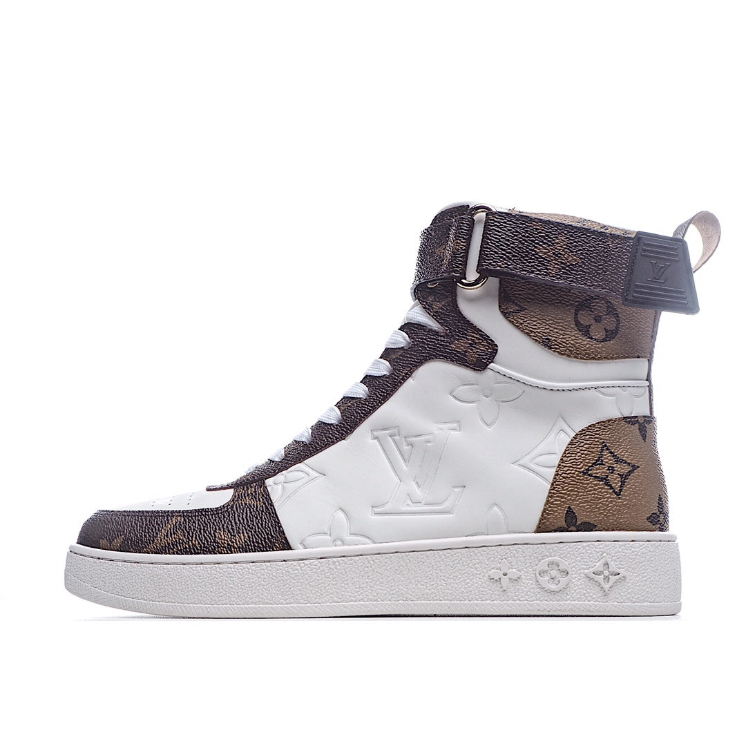 Louis Vuitton Embossed Monogram Strap High-Top Sneakers