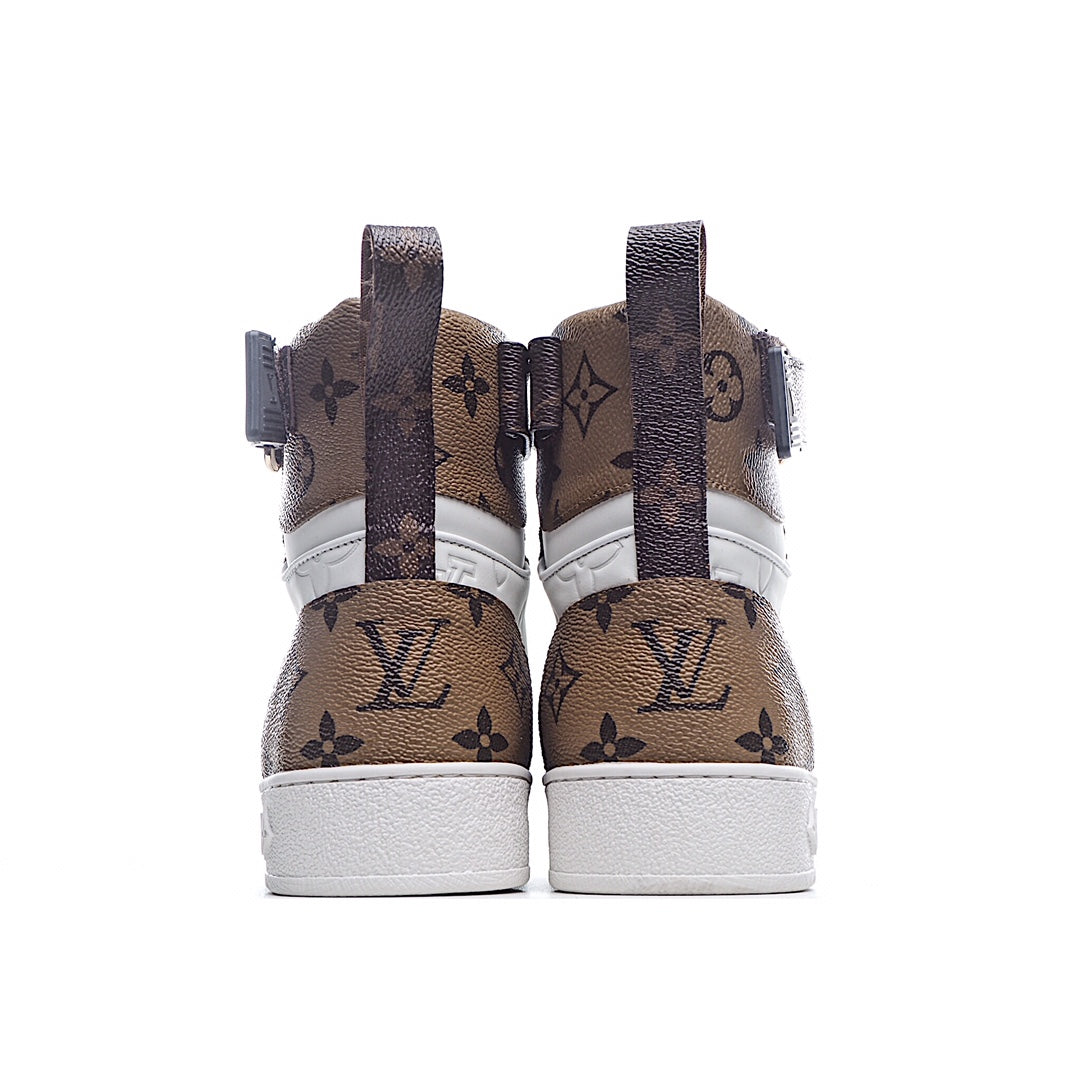 Louis Vuitton Embossed Monogram Strap High-Top Sneakers