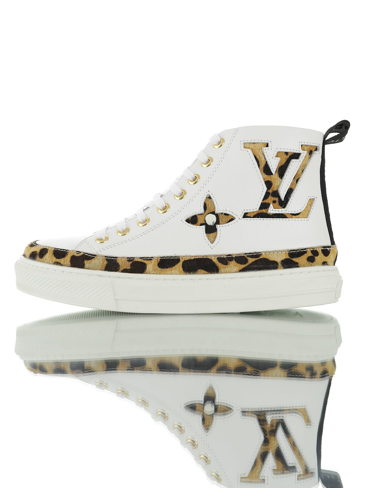 Louis Vuitton Leopard-Trim High-Top Sneakers
