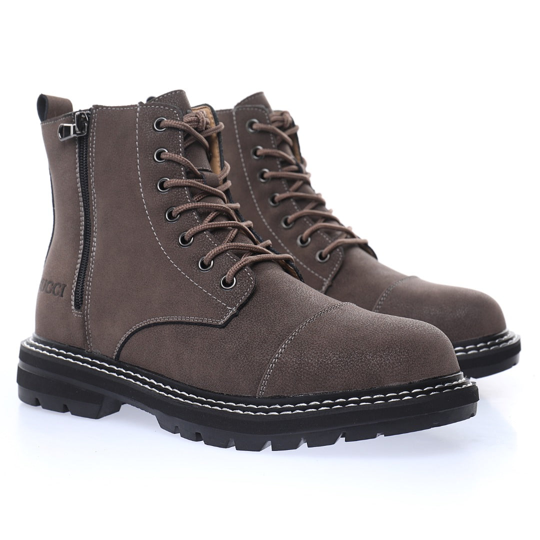 Gucci Cap-Toe Lace-Up Ankle Boots