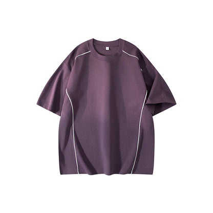 Contrast Piping Oversized Tee – Mauve Purple