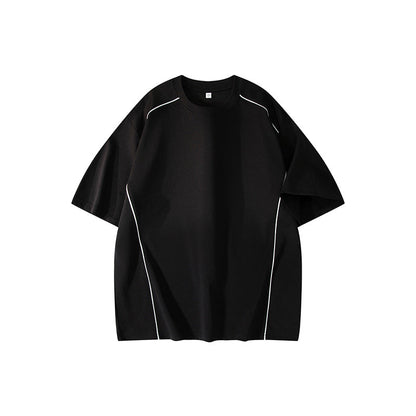 Contrast Piping Oversized Tee – Jet Black
