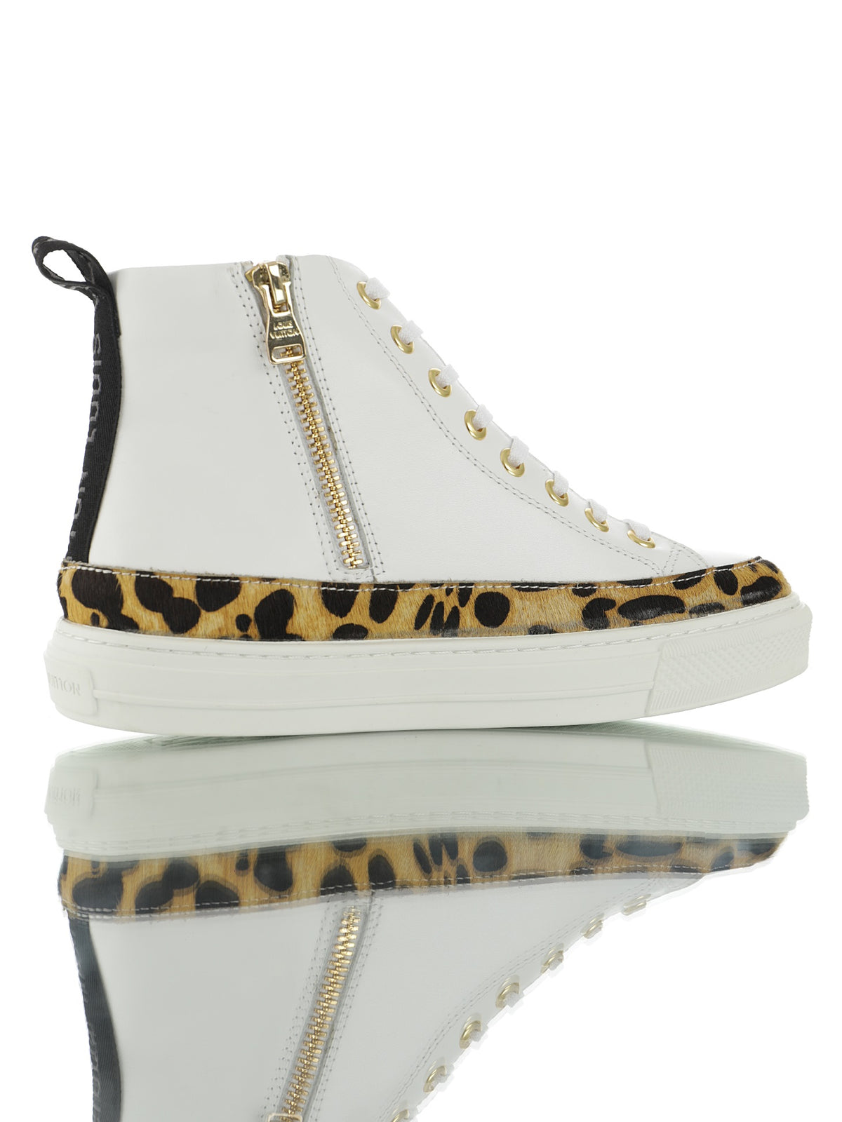 Louis Vuitton Leopard-Trim High-Top Sneakers