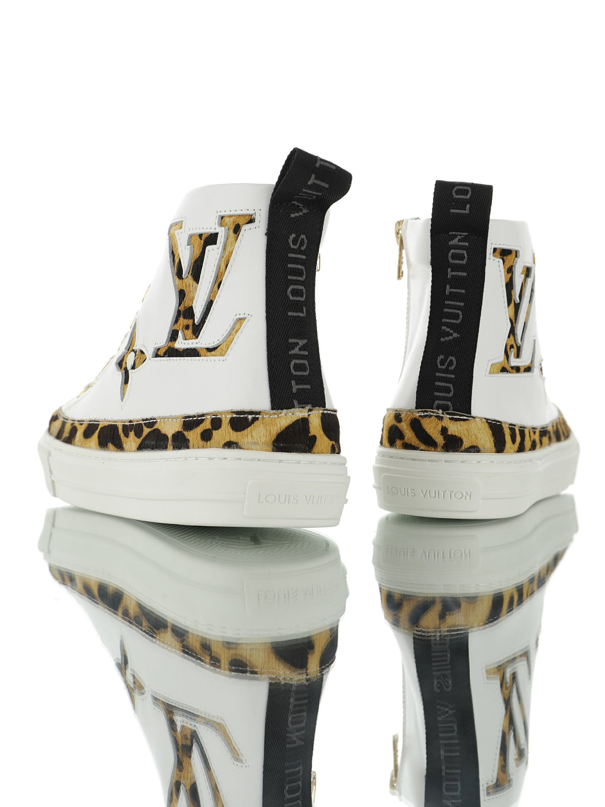 Louis Vuitton Leopard-Trim High-Top Sneakers