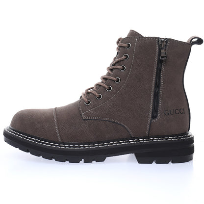 Gucci Cap-Toe Lace-Up Ankle Boots