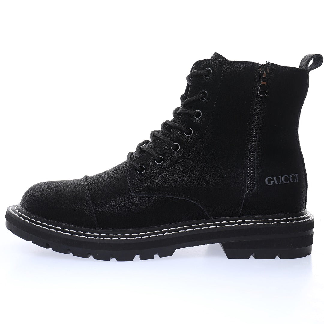Gucci Cap-Toe Lace-Up Ankle Boots