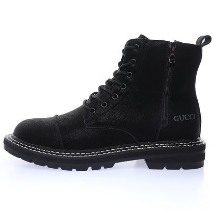 Gucci Cap-Toe Lace-Up Ankle Boots