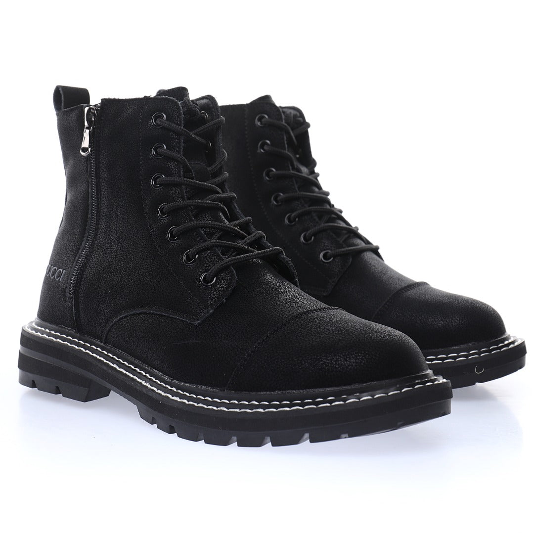 Gucci Cap-Toe Lace-Up Ankle Boots