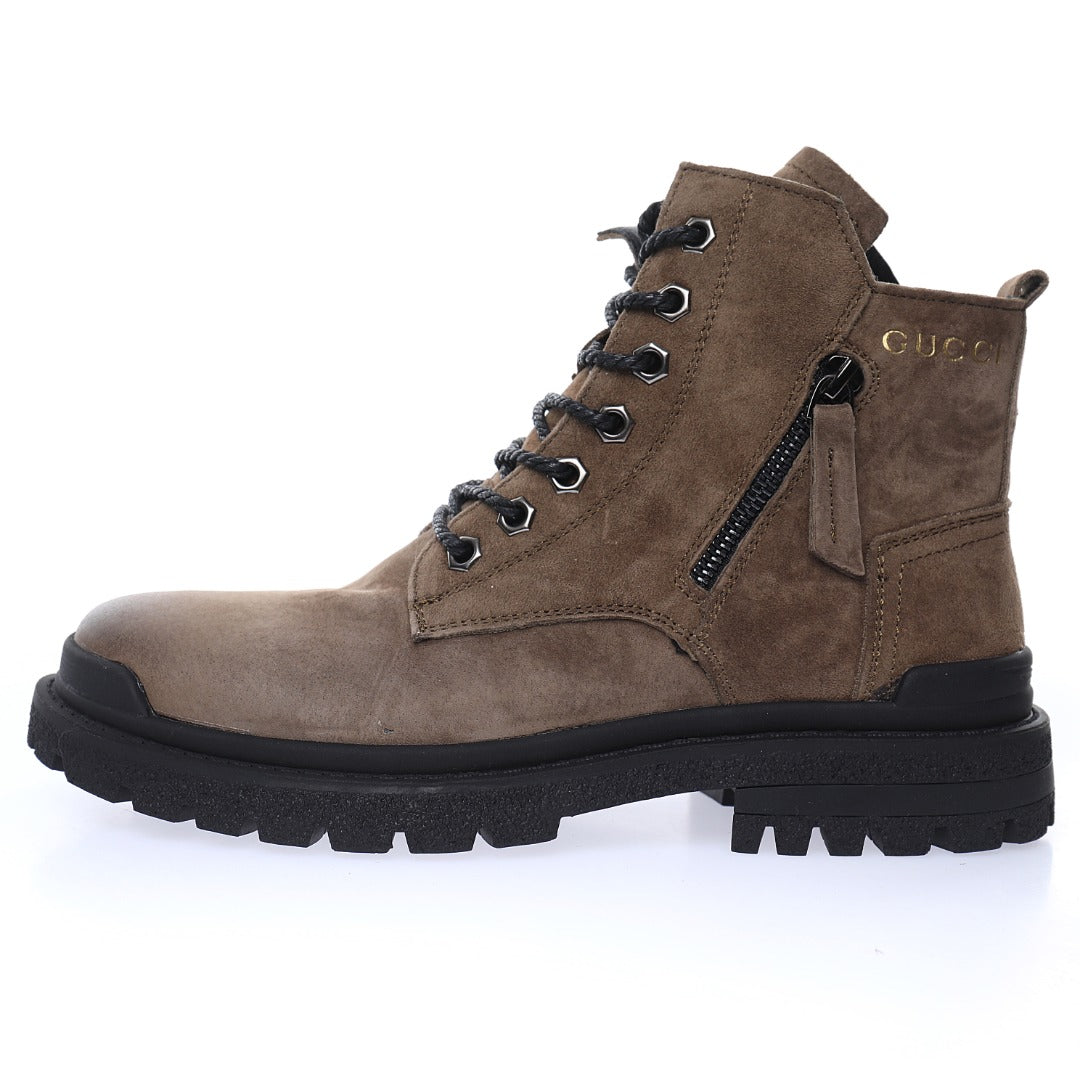 Gucci Side-Zip Lace-Up Ankle Boots